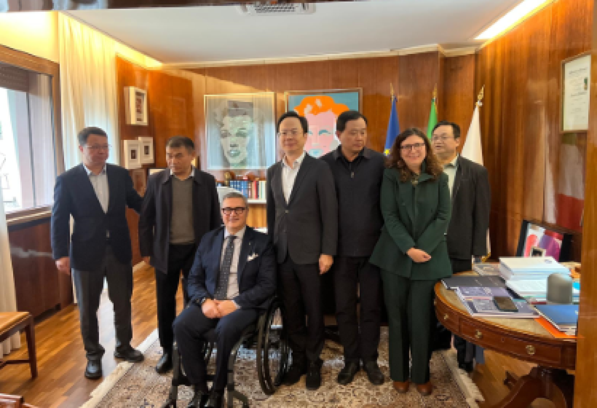 Un'immagine riguardante la visita della delegazione istituzionale della Provincia cinese di Fujian alla sede di Roma della FISH