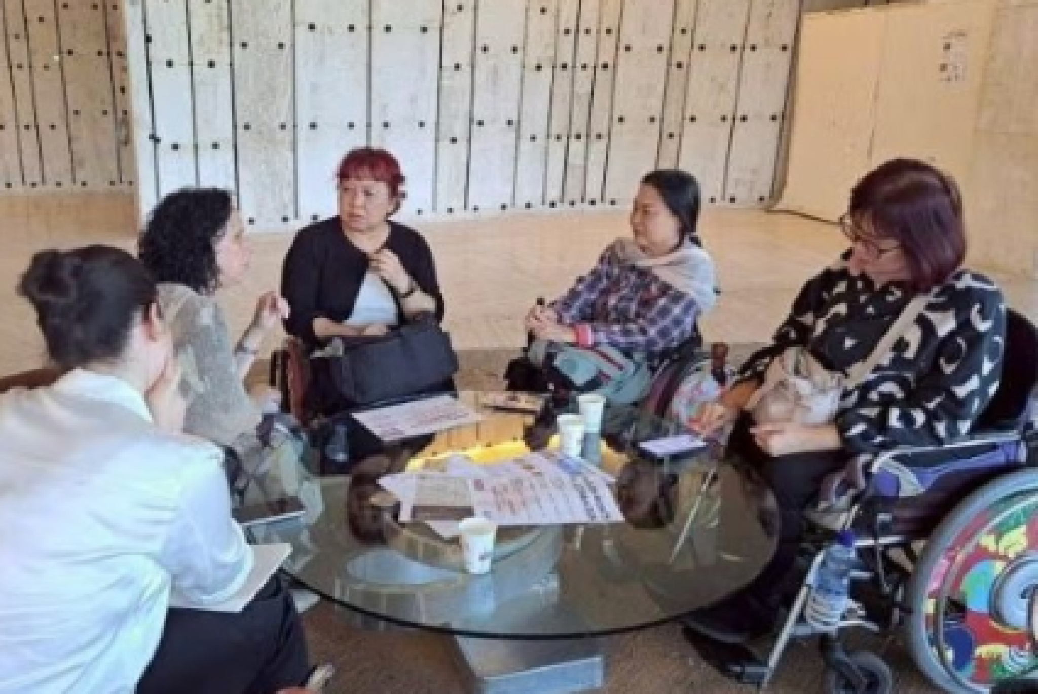 Le rappresentanti delle Associazioni di donne con disabilità thailandesi, tra cui l’ex componente del Comitato ONU sui Diritti delle Persone con Disabilità, Saowalak Thongkuay, interloquiscono con l’esponente del Comitato CEDAW, Ana Peláez Narváez (fonte: IDA-International Disability Alliance).