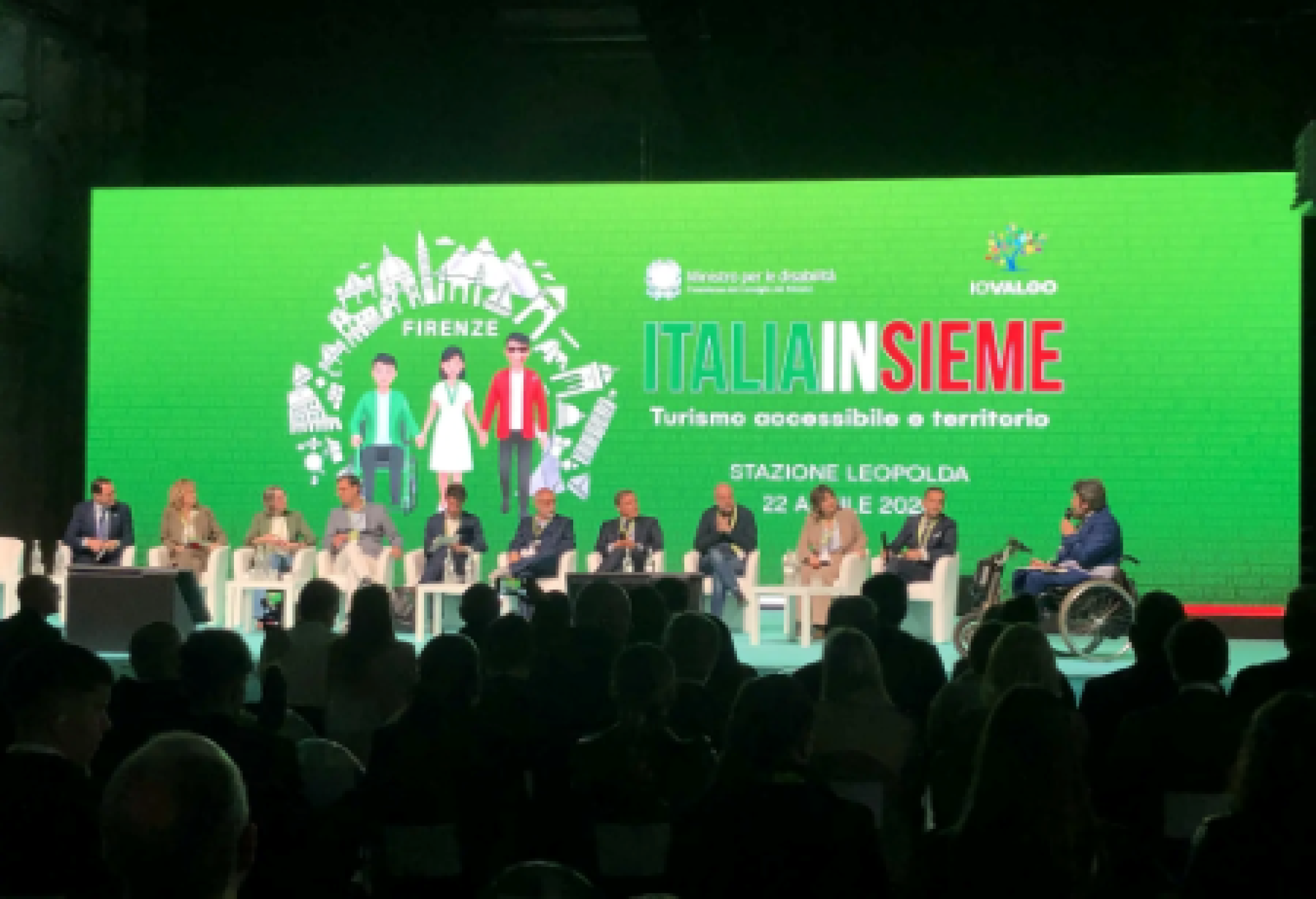 Il palco dell'evento di Firenze "Italia Insieme. Turismo accessibile e territorio"
