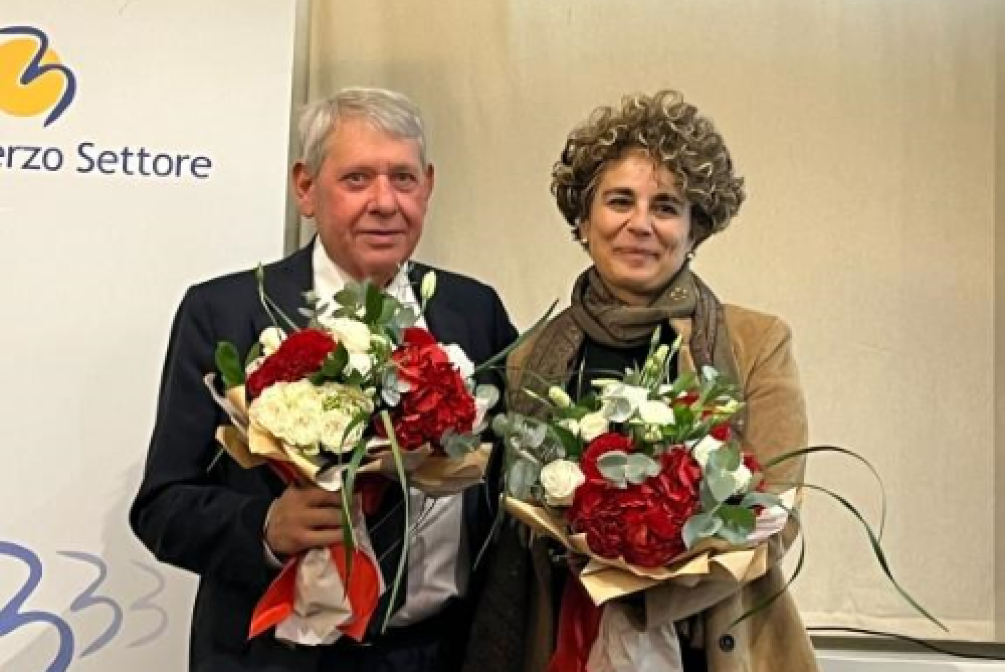 Giancarlo Moretti, nuovo portavoce del Forum del Terzo Settore, insieme alla portavoce uscente Vanessa Pallucchi