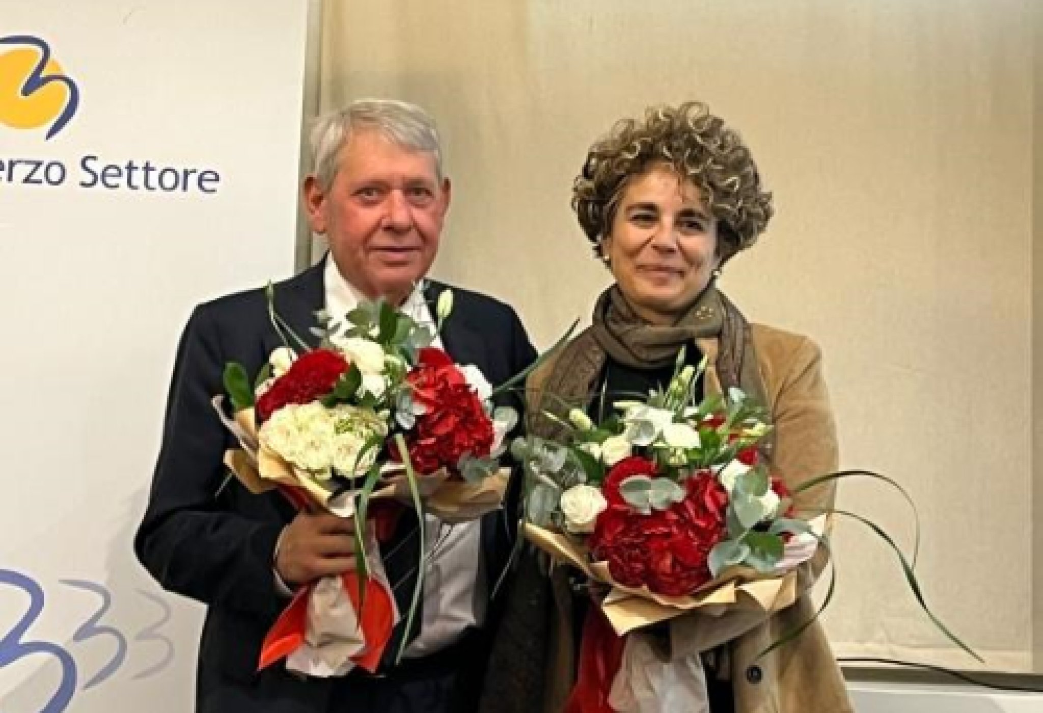 Giancarlo Moretti, nuovo portavoce del Forum del Terzo Settore, insieme alla portavoce uscente Vanessa Pallucchi
