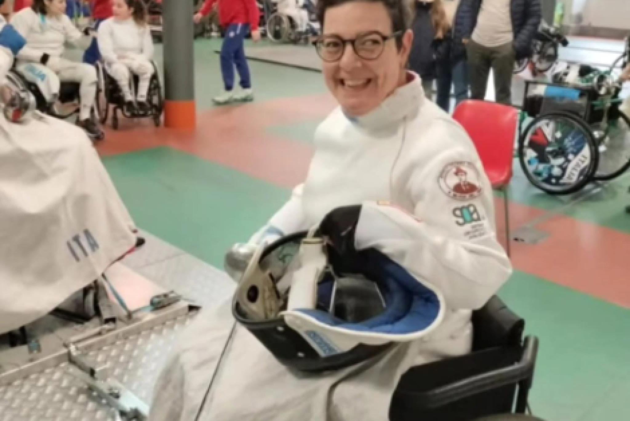 Nicoletta Di Rosa durante una gara di scherma