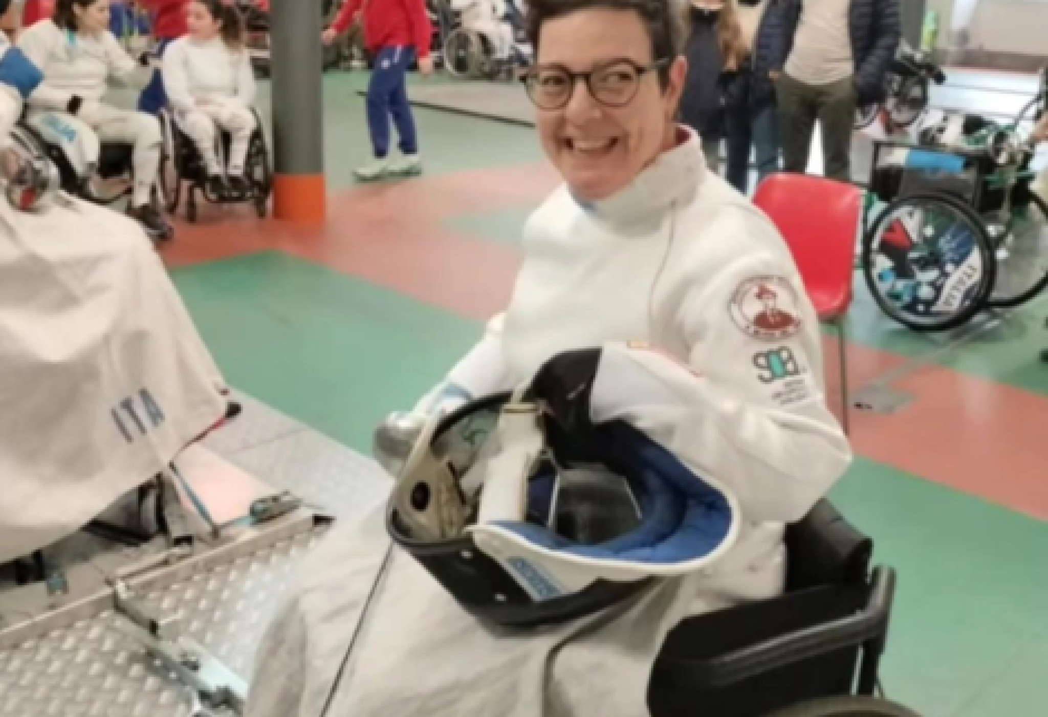 Nicoletta Di Rosa durante una gara di scherma