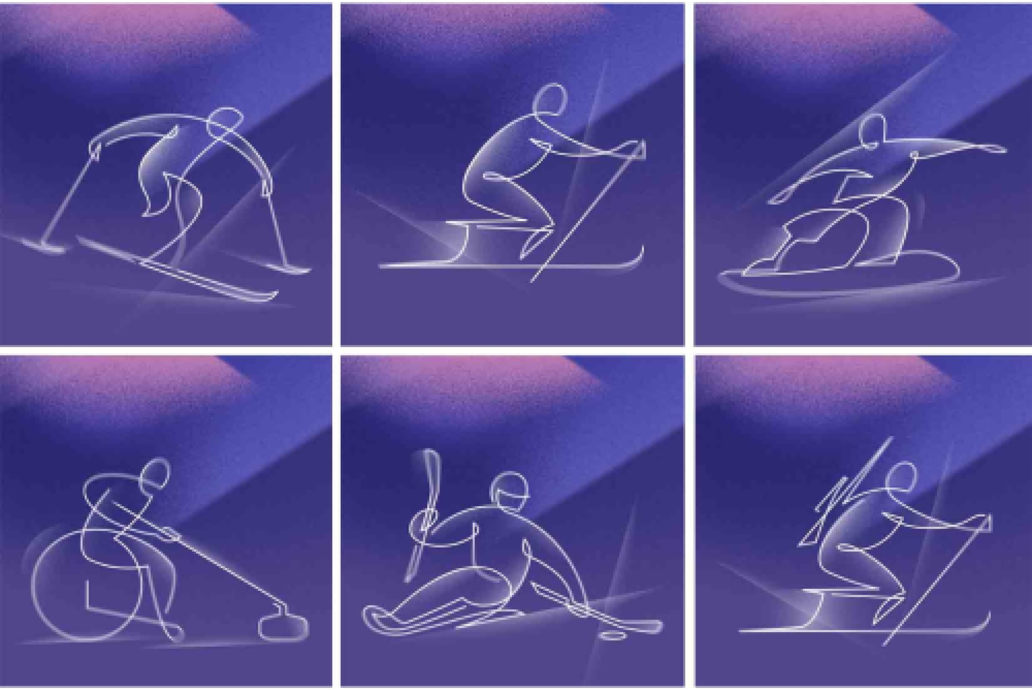 Realizzazioni grafiche dedicate alle discipline sportive delle Paralimpiadi Invernali