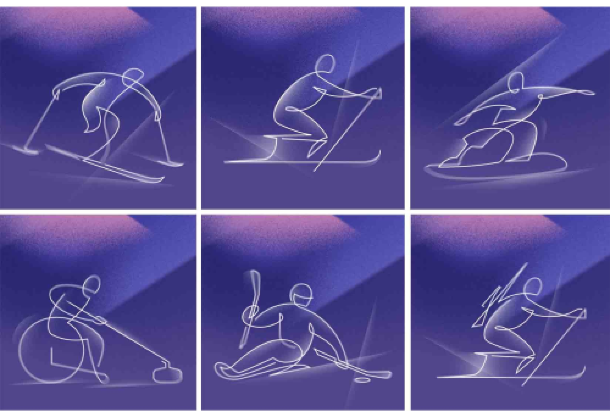 Realizzazioni grafiche dedicate alle discipline sportive delle Paralimpiadi Invernali