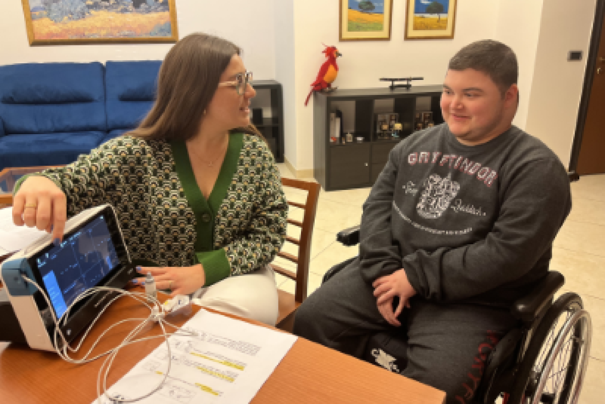 Uno dei giovani con distrofia muscolare coinvolti nel progetto "Parent Project on the Road"