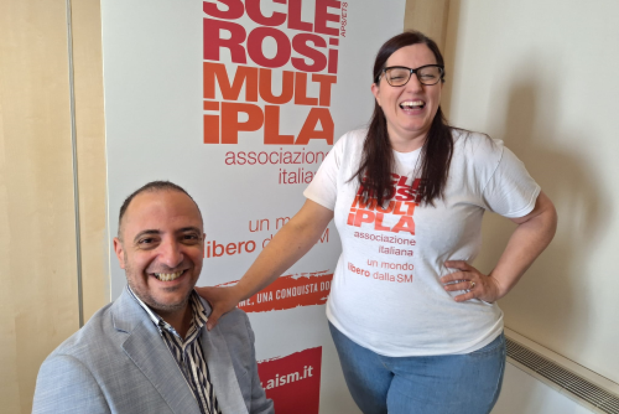 Gianluca Pedicini e Chiara Lega, divenuti rispettivamente Presidente e Vicepresidente Nazionale dell'AISM