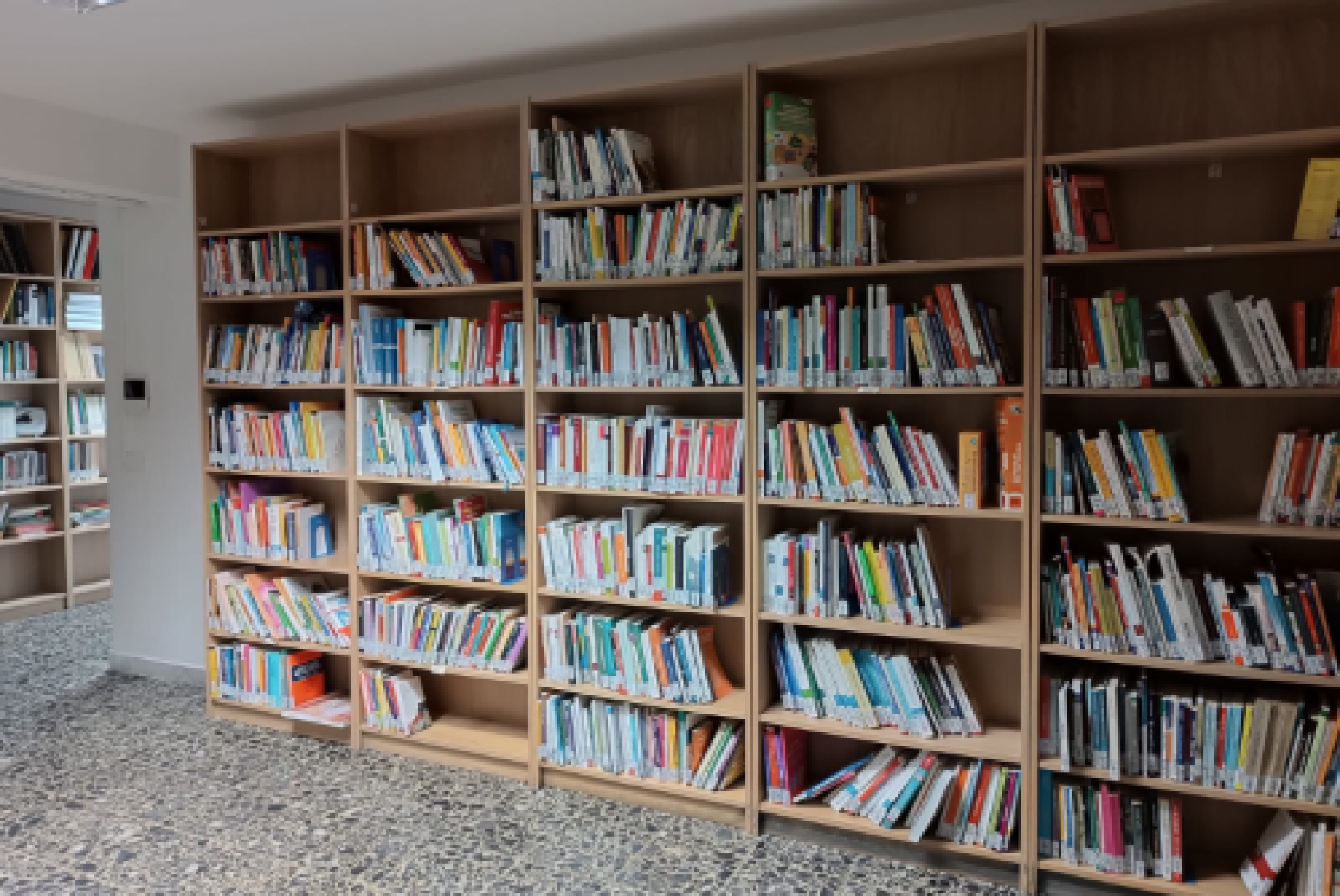 Gli scaffali della "Biblioteca sulle Disabilità" allestita dall'RP Sardegna