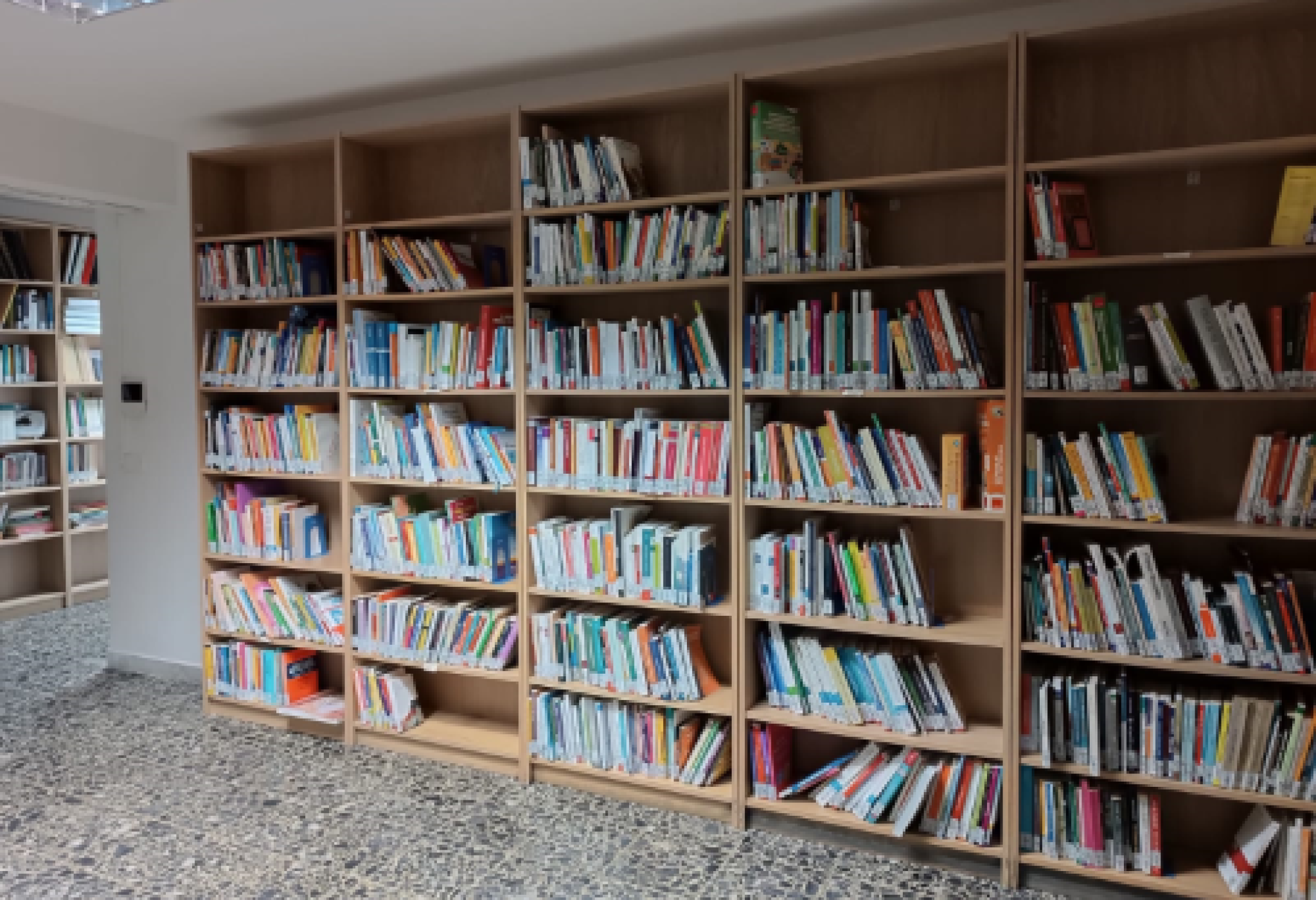 Gli scaffali della "Biblioteca sulle Disabilità" allestita dall'RP Sardegna