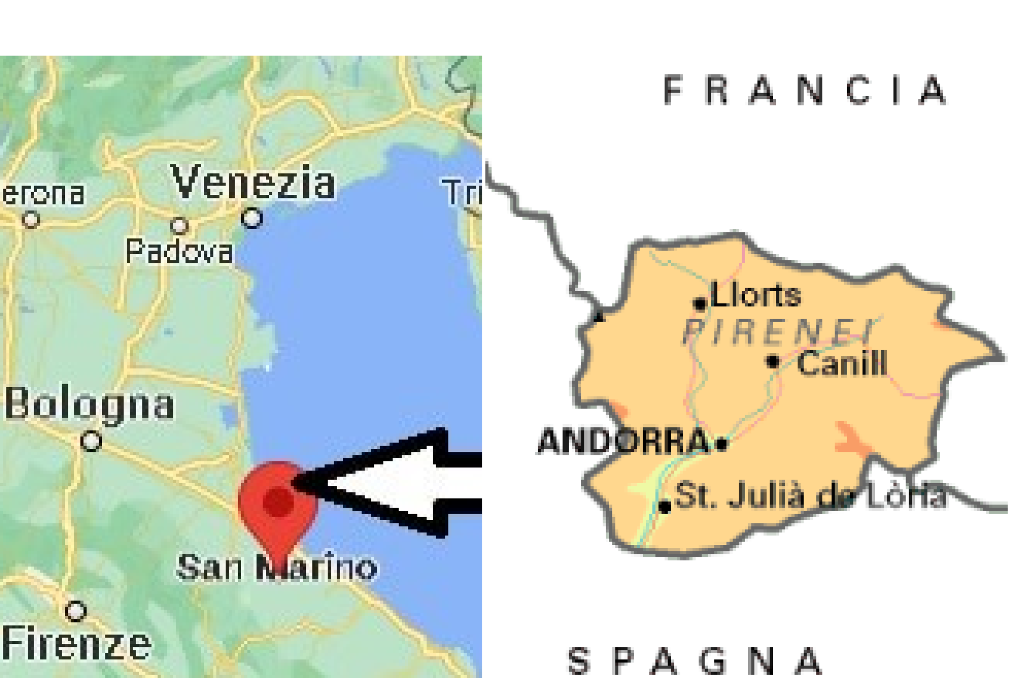 I due piccoli Stati europei di San Marino e Andorra