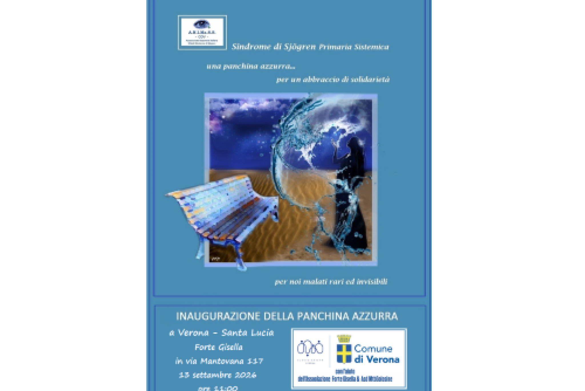 Ben 47 panchine azzurre inaugurate dall’ANIMASS, per sensibilizzare sulla sindrome di Sjögren