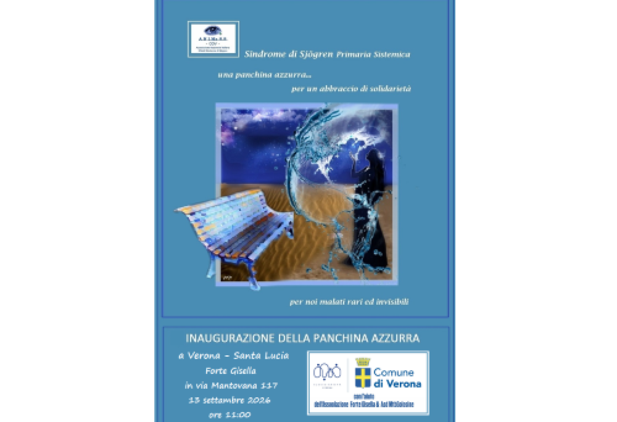 Ben 47 panchine azzurre inaugurate dall’ANIMASS, per sensibilizzare sulla sindrome di Sjögren