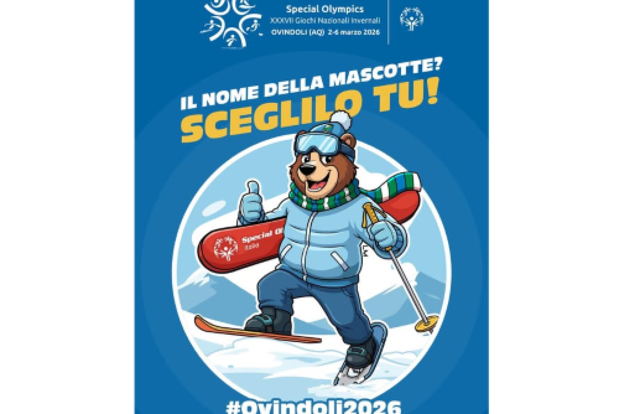 La mascotte dei XXXVII Giochi Nazionali Invernali Special Olympics che si terranno nel marzo del prossimo anno a Ovindoli (l'Aquila)