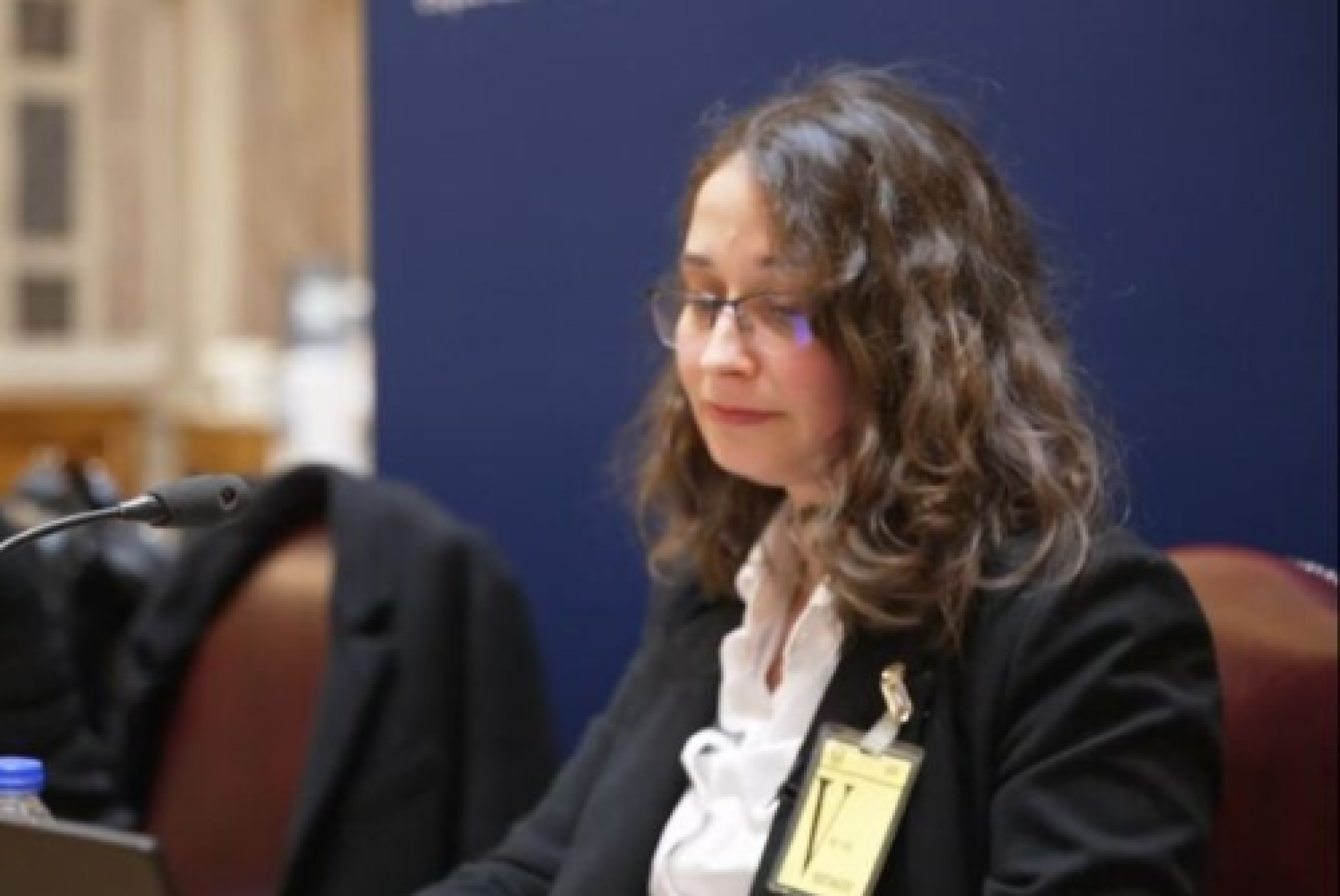 Sara Rocha in audizione al Parlamento portoghese in occasione della presentazione di un Disegno di Legge per porre fine alla sterilizzazione forzata delle persone con disabilità nel Paese lusitano (immagine tratta dal reportage “La sterilizzazione forzata: un tabù in Europa”)